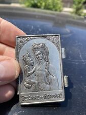 Silverplate St ANNE de Beaupre Compact / Notepad  C1930 Pocket Shrine picture