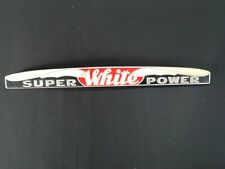 VINTAGE  WHITE  TRUCK SUPER POWER EMBLEM nameplate, authentic original GREAT  picture
