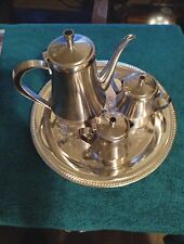 Fraser's Stainless Cromargan 18/8 Teapot, Creamer, Sugar Bowl & 12