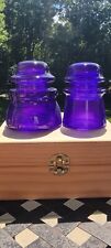 Glass Insulators 1 Large & 1 Medium Colorized Purple Decorative Glass Insulators picture