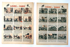 Old Vtg 1940s Argentina Comic Strips Laurel & Hardy Lot x2 Pages in Spanish Rare picture