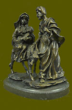 Joseph and Mary With Baby Jesus on a Mule Lost Wax Sculpture Figurine Statue Art picture