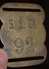 Rare Antique S.S. Co. Brass Railroad Baggage Luggage Hotel ship Tag Advertising picture