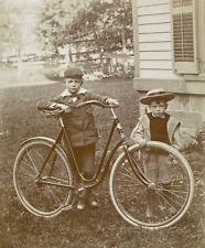 ORIGINAL - WOMEN'S BICYCLE with CHILDREN ID'd PHOTOGRAPH c1890 picture