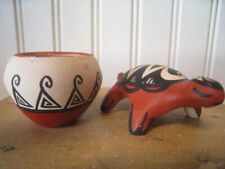 2 Miniature Vintage Signed Pottery Pcs Temco New Mexico S. Loretta Bowl & Turtle picture