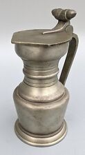 Antique German Pewter Pitcher Stamped Lid August Weygang Jr w/ Double Acorn Top picture