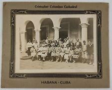 1930's Group Photo Habana Havana Christopher Columbus Cathedral Cuba B&W picture