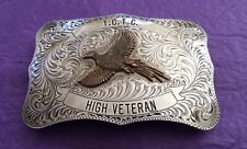Old Vintage Sterling Silver Face TCTC High Veteran Gun Shoot Trophy Belt Buckle picture