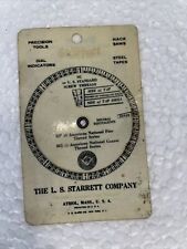 Vintage Starrett Measure Calculator Tool  U.S. Standard Screw Threads  1936 picture