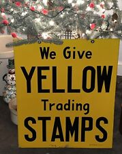 1940s?  ANTIQUE YELLOW TRADING STAMPS SIGN,  S&H style, Welles sign Canisteo NY picture