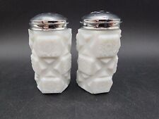 Westmoreland Old Quilt Thick Milk glass salt and pepper shakers picture