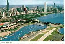 Chicago, aerial view, Meig's Field, Lake Michigan, tallest buildings, Postcard picture