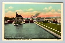 Soo Sault Marie MI-Michigan, Soo Michigan Locks, Vintage Postcard picture