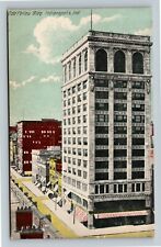 Indianapolis IN-Indiana, Bird's Eye Odd Fellow Building, Shops Vintage Postcard picture