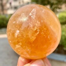 268G  Natural High Quality Crystal Yellow Ice Ball Reiki Cures Craft picture