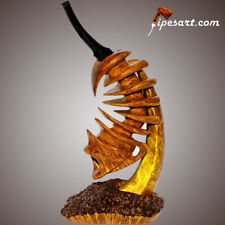 ASTONISHING WORK OF ART: SMOOTH SUPER SCULPTURAL FISH-FOSSIL SMOKING PIPE-SAVA picture