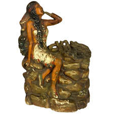 Frank Gritt Chalkware Native American Indian Maiden Girl Lamp Part 1920s FLAWED picture