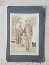 VINTAGE 1890-10S MEXICAN FAMILY PORTRAIT WITH CHILD IN FRONT OF HOME PHOTO picture