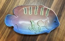 Vintage Takahashi San Francisco Japan Fish Plate Blue & Pink Hand Painted-10.25” picture