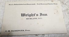 *SCARCE* VICTORIAN TRADE CARD POOL ROOM BARBER SHOP WRIGHT'S INN RICHLAND, NY picture