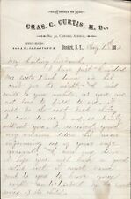 1882 DUNKIRK, NEW YORK antique handwritten letter DOCTOR CHARLES C. CURTIS, M.D. picture