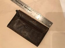 Vintage Relic Etched Leather Brown Wallet Checkbook 7.5