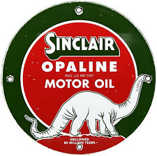 VINTAGE SINCLAIR OPALINE MOTOR OIL CAN PORCELAIN SIGN GAS STATION PUMP PLATE picture