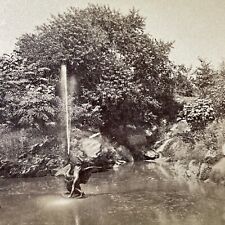 Antique 1870s Central Park Manhattan Fountain NY Stereoview Photo Card V1808 picture