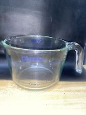 PYREX Vintage 4 Cup 1 Quart 1 Liter Large Clear/Blue Measuring Cup Bowl picture
