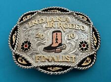 True Vintage 2010 Indiana Jr Rodeo Finalist Tres Rios Silver Trophy Belt Buckle picture