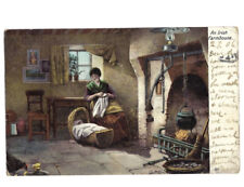 c.1906 An Irish Farmhouse Interior Pretty Woman Postcard POSTED picture