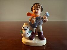 Vintage Porcelain Figurine Boy w/ Guitar & Snowman Napcoware Japan MINT picture