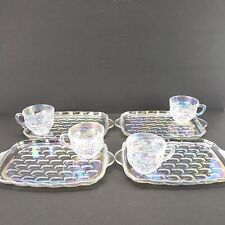 Vintage Federal Glass 8-Piece Iridescent Snack Set- 4 Snack Plates & 4 6oz Cups picture