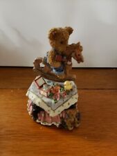 Resin Teddy Bear on Rocking Horse Wind Up Music Box picture