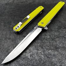 VORTEK SKYLINE Yellow G10 Slim Design Ball Bearing D2 Blade Folding Pocket Knife picture