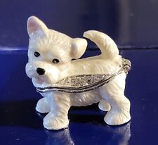 Feisty Westie Pewter Bejeweled Hinged Miniature Trinket Box Kingspoint  picture