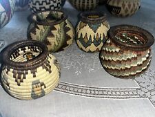 Vintage handmade African woven baskets, Natural Grass tightly coiled 3