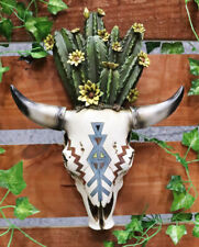 Southwestern Cow Skull With Cactus Blooms And Tribal Arrow Symbols Wall Decor picture