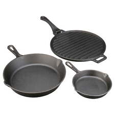 4-Piece Cast Iron Skillet Set with Handles and Griddle, Pre-Seasoned, 6