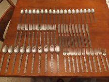 Vtg 61 PC Stainless Steel Floral  Flatware Silverware Set Japan picture