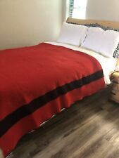 Red And Black Stripe Wool Blanket 60x86”Vintage Hudson Bay Style Twin picture