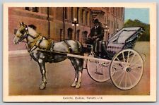 Postcard Caleche, Quebec, Canada Horse Drawn Cart D39 picture