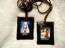 Sacred Heart of Jesus Immaculate Heart of Mary Handmade Scapular 100%Wool  picture