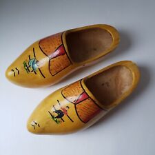 Vintage Dutch Hand Carved Wooden Holland Shoes Adult Clogs Souvenir Decor picture