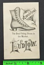 Vintage 1880's Ludlow Shoe Boots Fashion Girl Oversized Clothes Trade Card picture