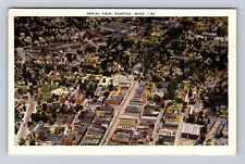 Pontiac MI-Michigan, Aerial Of Town Area, Antique, Vintage Souvenir Postcard picture