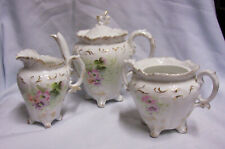TEASET Antique 4 Pc Teapot Creamer Sugar Bowl & Lid Chantilly Rose Tea Set -(A2) picture