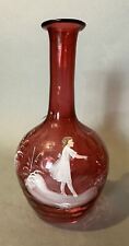 Vintage Antique Mary Gregory Decorated Cranberry Art Glass 9