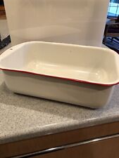 Enamelware Tub Large Red Trim Very Good   16 3/4 x 11 x 4.5 picture