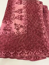 Vintage Middle Eastern Ornate Burgundy Embroidered Banquet Tablecloth 60”x 100” picture